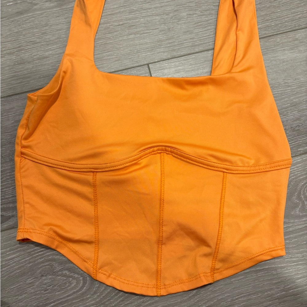 Orange Fitted Bustier Tank Top